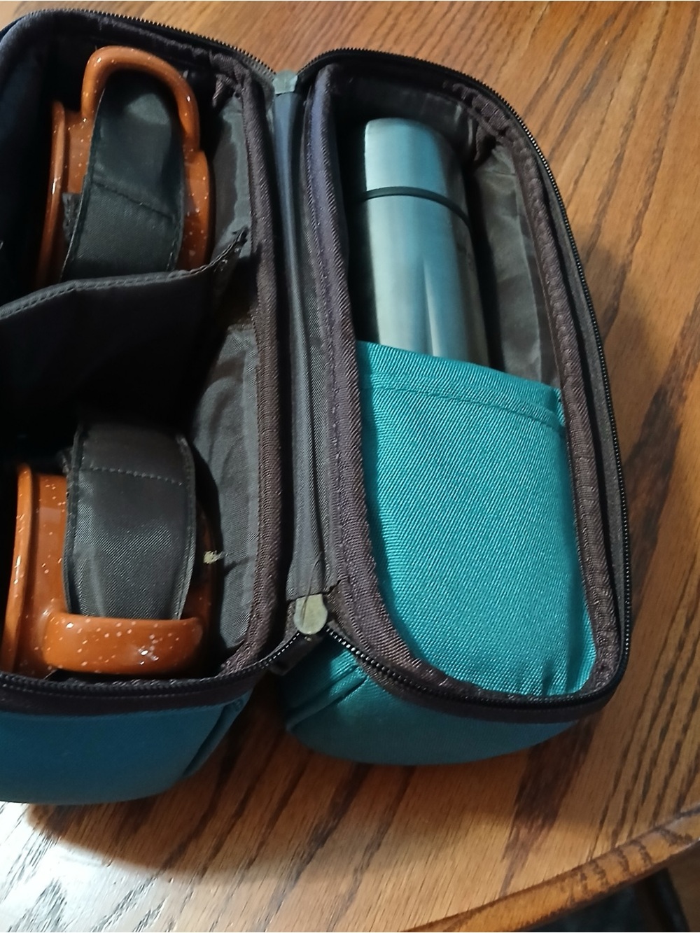 Starbucks Teal travel thermos with mugs